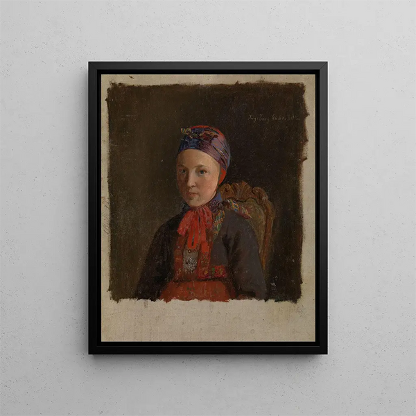 Portret van Ingeborg Anderdatter Gulsvig - Adolph Tidemand — ingelijst kunstwerk aan de muur