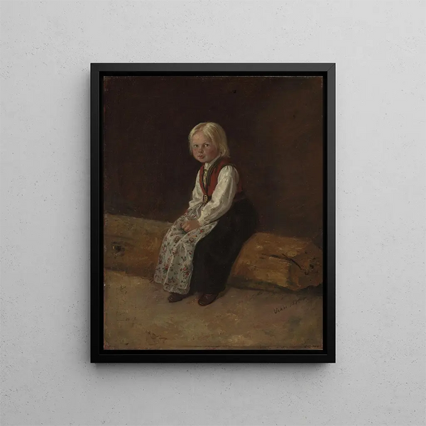 portret van Sella Larsdatter Vikr - Adolph Tidemand — ingelijst kunstwerk aan de muur