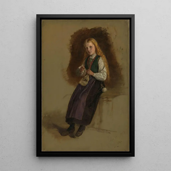Portret van Syneve Larsdatter de Vikr - Adolph Tidemand — ingelijst kunstwerk aan de muur
