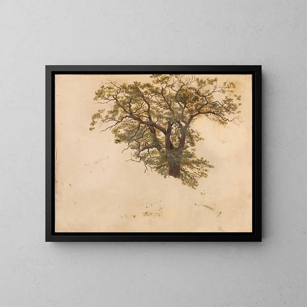 Study of an Oak Tree - Adolph Tidemand — framed artwork on a wall