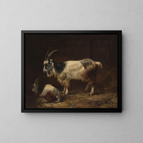 Two goats - Adolph Tidemand — framed artwork on a wall