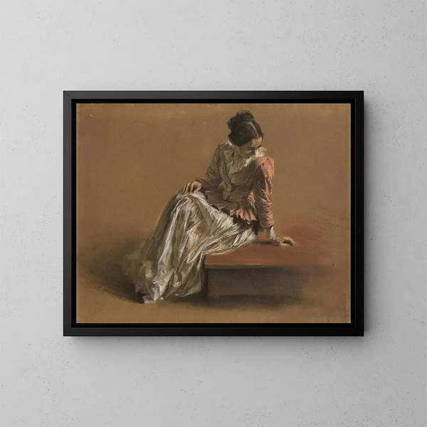 Émilie in a red blouse - Adolph von Menzel — framed artwork on a wall