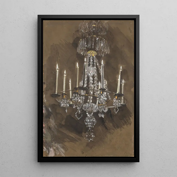 Crystal Chandelier Painting - Adolph von Menzel — framed artwork on a wall