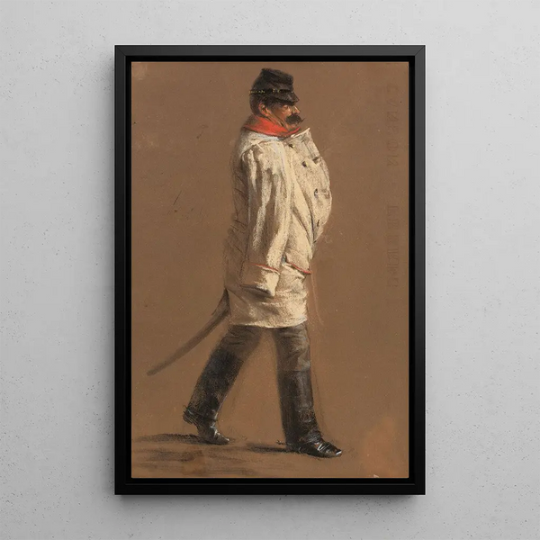 Austrian officer - Adolph von Menzel — framed artwork on a wall