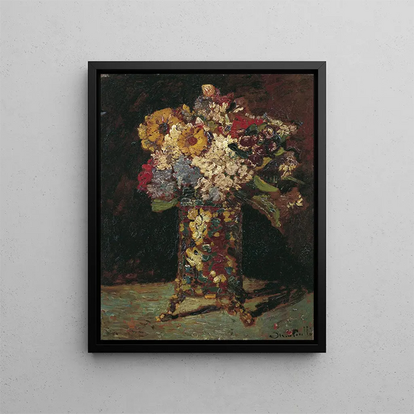 Flower Still Life Painting - Adolphe Monticelli — framed artwork on a wall