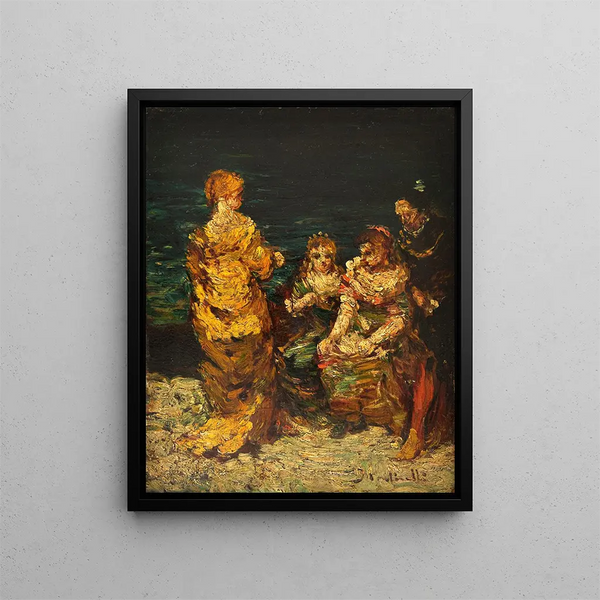 La conversation interrompue - Adolphe Monticelli — framed artwork on a wall