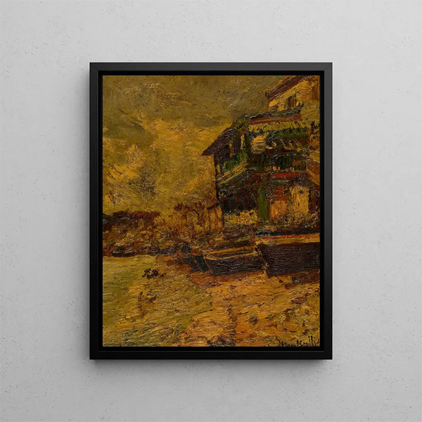 Restaurant Bernard in Estaque - Adolphe Monticelli — framed artwork on a wall