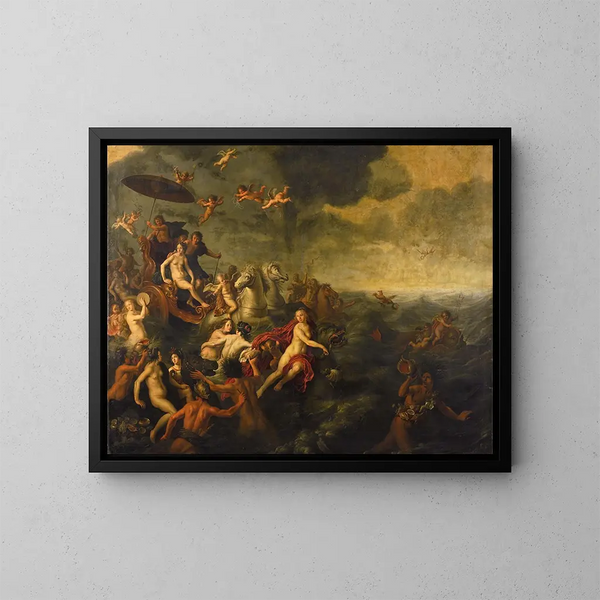 Galatée et Acis - Adriaen van Nieulandt — framed artwork on a wall