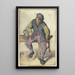 a seated peasant painting on a table - Adriaen van Ostade — framed artwork on a wall