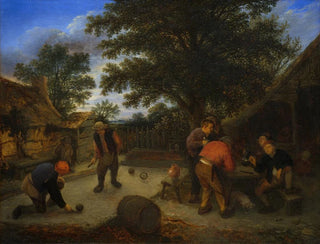 van Joueurs de balle dans le jardin de l'auberge - Adriaen van Ostade — weergave van het kunstwerk