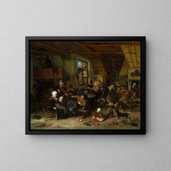 herberg van boeren - Adriaen van Ostade — ingelijst kunstwerk aan de muur