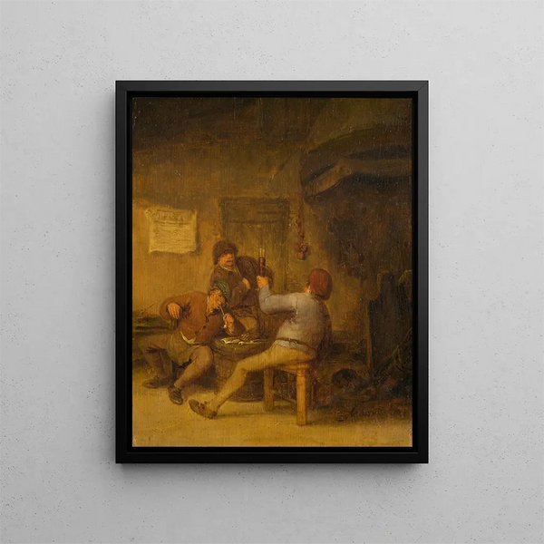 Landbouwers drinkend en roken - Adriaen van Ostade — ingelijst kunstwerk aan de muur