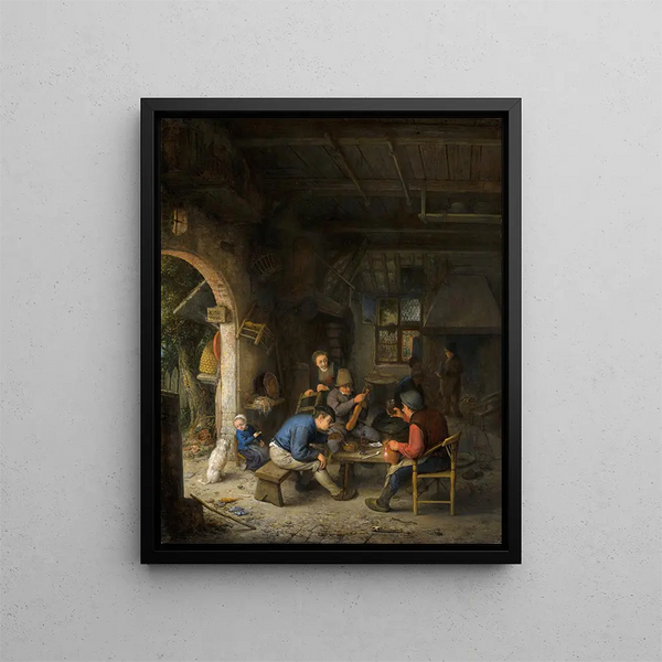 Landbouwers in een herberg - Adriaen van Ostade — ingelijst kunstwerk aan de muur