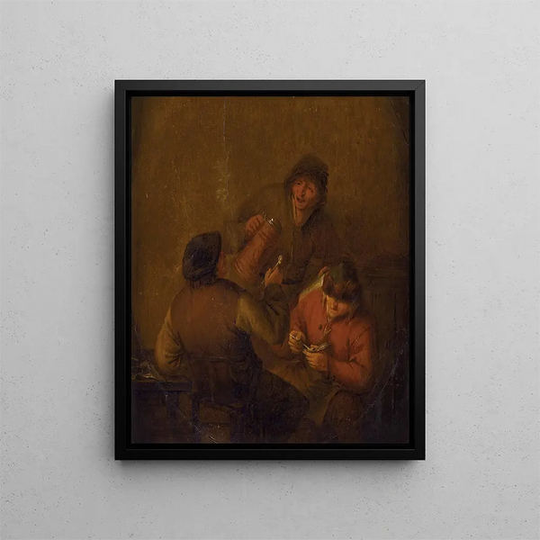 Tavern Scene - Adriaen van Ostade — framed artwork on a wall