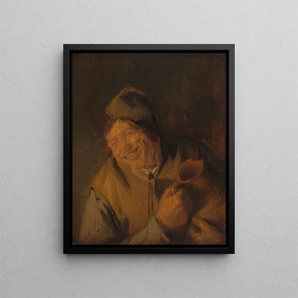 De vrolijke boer - Adriaen van Ostade — ingelijst kunstwerk aan de muur