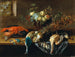 Natuurstudie met een pauw, fruit, een kreeft en een vogel - Adriaen van Utrecht — weergave van het kunstwerk