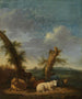 Landschapschilderij met schapen en een slapende herder - Adriaen van de Velde — weergave van het kunstwerk