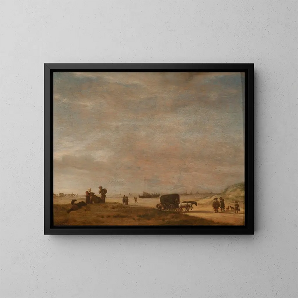 Beach of Scheveningen - Adriaen van de Velde — framed artwork on a wall