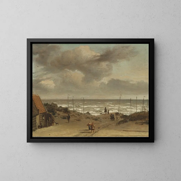 View of the dunes over the sea - Adriaen van de Velde — framed artwork on a wall