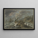Storm op zee aan een rotsachtige kust met een schip dat is gestrand - Adriaen van der Cabel — ingelijst kunstwerk aan de muur