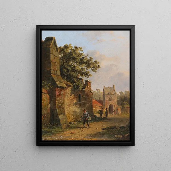 Figures sur un mur de la ville - Adrianus Eversen — framed artwork on a wall