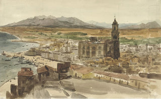 Adrien Dauzats - Gezicht op Malaga vanuit het Noorden.webp