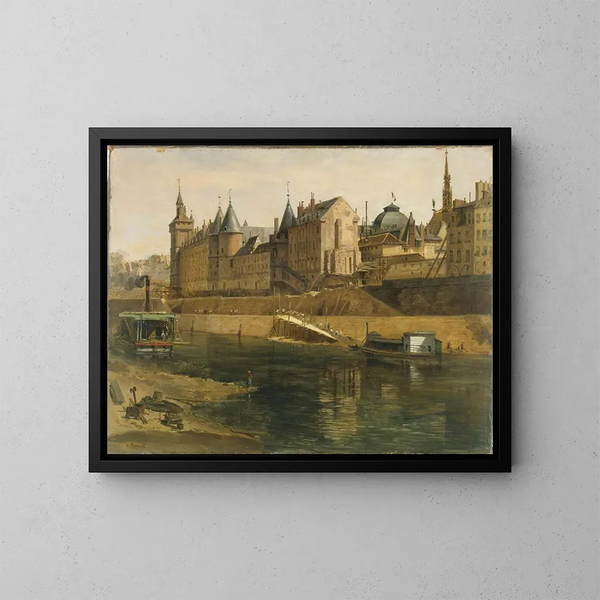 La Conciergerie during the reconstruction work of the courthouse - Adrien Dauzats — framed artwork on a wall