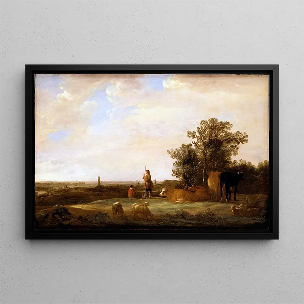 View of a Plain - Aelbert Cuyp — framed artwork on a wall