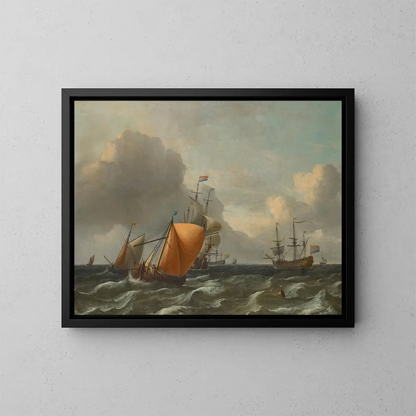 Dutch Men at War on Choppy Waters - Aernout Smit — framed artwork on a wall