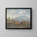 van Aert Schouman: Een schilderij van herders die geiten door water leiden, links een vrouw die haar kind op de rug draagt, rechts een andere die op een ezel rijdt. — ingelijst kunstwerk aan de muur