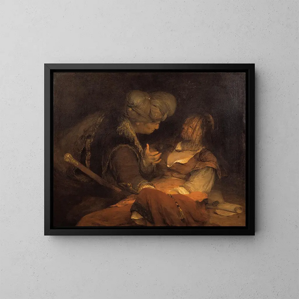 Juda and Tamar - Aert de Gelder — framed artwork on a wall