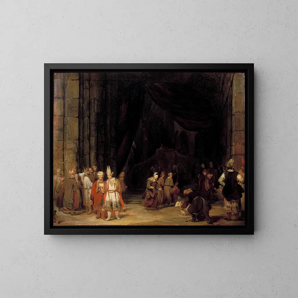 Le parvis d'un temple - Aert de Gelder — framed artwork on a wall