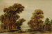 Landschap met rivier, bomen, personages en een cottage nabij een brug - Aert van der Neer — weergave van het kunstwerk
