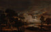 Landscape painting in moonlight with a view of the Amstel River and Kostverloren Castle - Aert van der Neer — artwork view