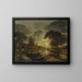 Landschap met kanaal in de nacht met vissersboten - Aert van der Neer — ingelijst kunstwerk aan de muur