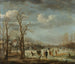 Landschap in de winter nabij een stad met kale bomen - Aert van der Neer — weergave van het kunstwerk