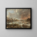 Landschap met winterlandschap met sporters op een bevroren rivier - Aert van der Neer — ingelijst kunstwerk aan de muur