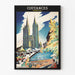 Poster Coutances vintage – Kathedraal en markt