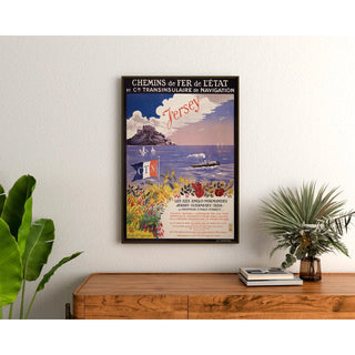 Affiche Jersey vintage – Traversées maritimes vers les îles anglo-normandes