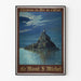 Poster Mont-Saint-Michel vintage – Nachtzicht bij maanlicht