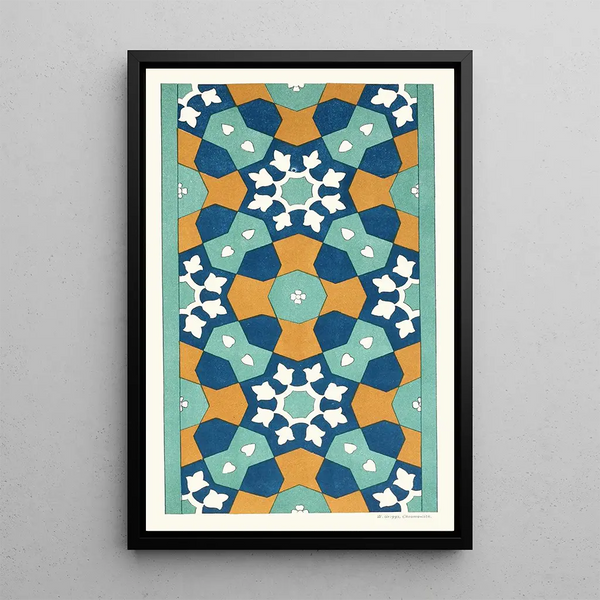 Ornamental tile planches of the Afghan border Commission Pl 01 - Afghan border Commission — framed artwork on a wall