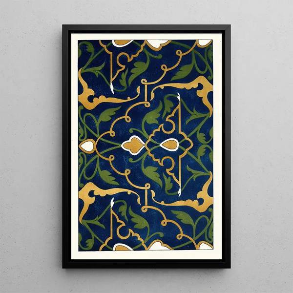 decorative tile panels from the Afghan border Commission Pl 15 - Afghan border Commission — framed artwork on a wall