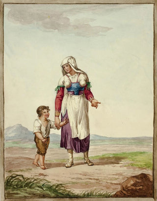 After Bartolomeo Pinelli - Woman in Native Costume with Boy on Road.webp
