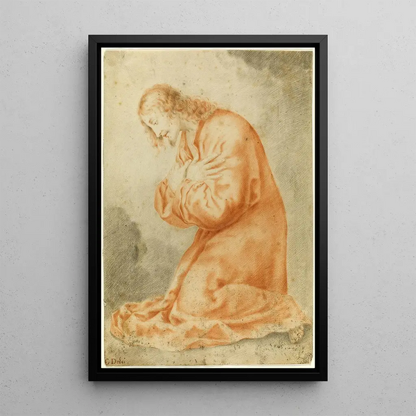 Christ on His Knees - After Carlo Dolci — framed artwork on a wall