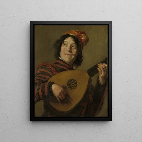 De luitspeler - Na Frans Hals — ingelijst kunstwerk aan de muur