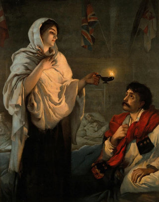 After Henrietta Rae - Florence Nightingale with her lamp at a patients bedside.webp