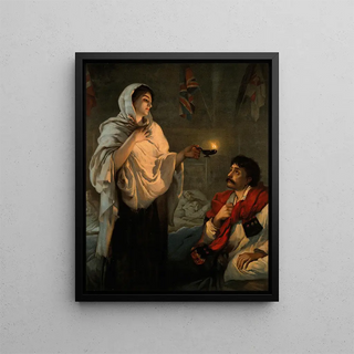After Henrietta Rae - Florence Nightingale with her lamp at a patients bedside.webp