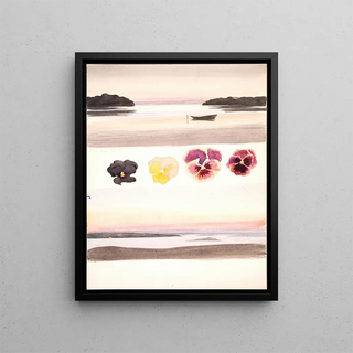 Agnes SlottMller - To aftenlandskaber adskilt af studier af blomster.webp