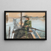 van een dame in het groen gekleed en met een uitgebreide hoed in een boot - Agnes Stamer — ingelijst kunstwerk aan de muur