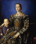 Portret van Aliénor van Toledo met haar zoon Giovanni de Medici - Agnolo Bronzino — weergave van het kunstwerk